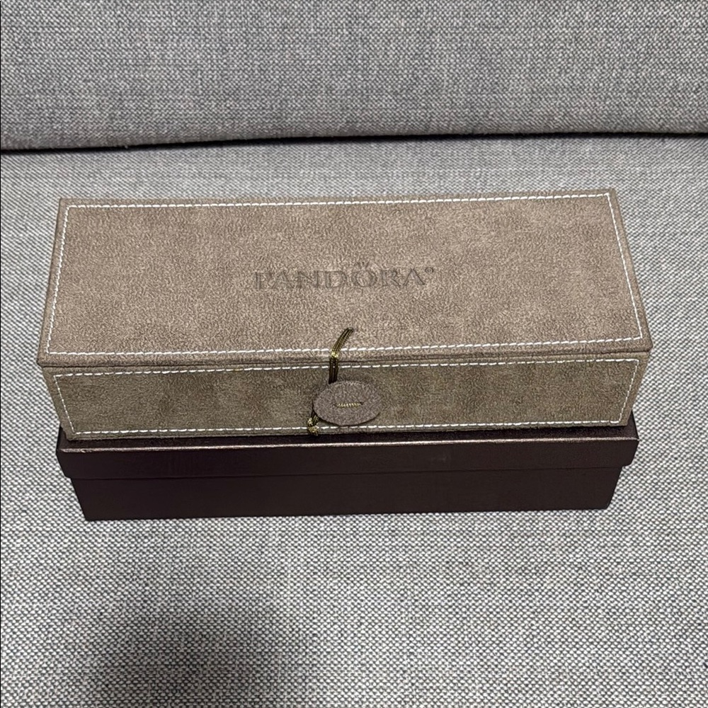 Pandora Suede 3 Tiered Jewelry Charm Bracelet Box